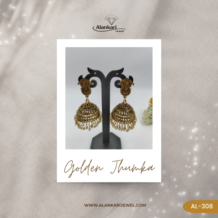 Golden Jhumka-AL-308 - Image 2